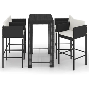 Comparateur de prix : vidaXL Ensemble de bar de jardin 5 pcs et coussins Résine tressée Noir