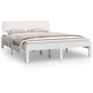vidaXL Cadre de lit Blanc Bois massif 150x200 cm Très grand pas cher