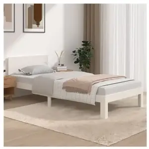 vidaXL Cadre de lit Blanc Bois de pin massif 90x200 cm pas cher