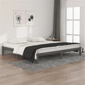 vidaXL Cadre de lit Gris Bois de pin massif 200x200 cm pas cher