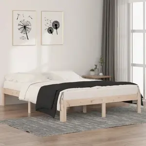 vidaXL Cadre de lit Bois de pin massif 140x190 cm pas cher