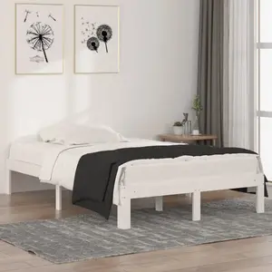 Comparateur de prix : vidaXL Cadre de lit Blanc Bois massif 120x190 cm Petit double