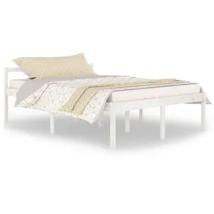 vidaXL Lit pour personne âgée blanc 140x200 cm bois de pin massif pas cher