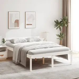 vidaXL Lit pour personne âgée blanc 120x200 cm bois de pin massif pas cher
