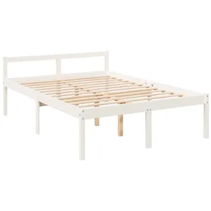 vidaXL Lit pour personne âgée blanc 140x190 cm bois de pin massif pas cher