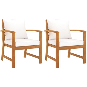 vidaXL Chaises de jardin lot de 2 et coussins crème bois massif acacia pas cher