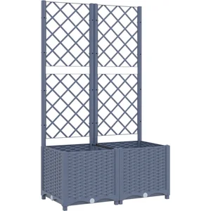 vidaXL Jardinière avec treillis Gris foncé 80x40x136 cm PP pas cher