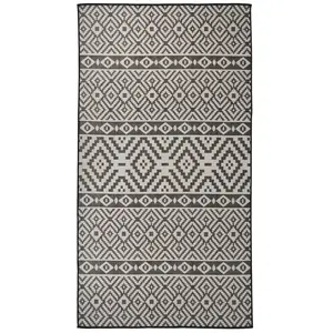 vidaXL Tapis à tissage plat d'extérieur 80x150 cm Rayures noires