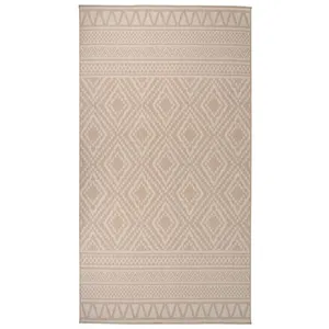 vidaXL Tapis à tissage plat d'extérieur 80x150 cm Rayures brunes