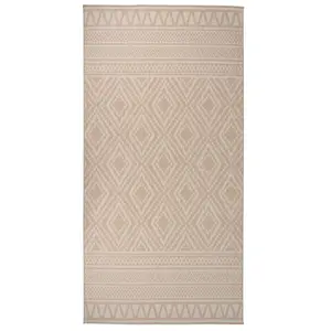 vidaXL Tapis à tissage plat d'extérieur 100x200 cm Rayures brunes pas cher
