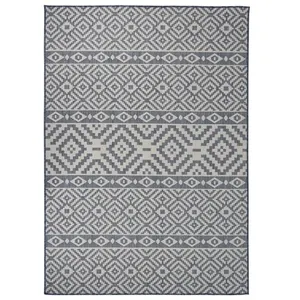 vidaXL Tapis à tissage plat d'extérieur 140x200 cm Rayures bleues