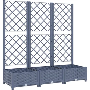 vidaXL Jardinière avec treillis Gris foncé 120x40x121,5 cm PP pas cher