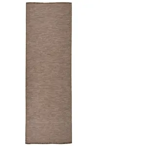vidaXL Tapis à tissage plat d'extérieur 80x250 cm Marron pas cher