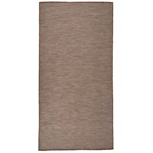 vidaXL Tapis à tissage plat d'extérieur 100x200 cm Marron pas cher