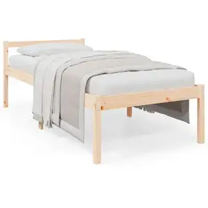 vidaXL Lit pour personne âgée 90x190 cm simple bois massif de pin pas cher