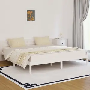 vidaXL Cadre de lit Bois massif de pin 200x200 cm Blanc pas cher