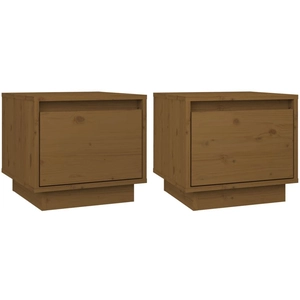 vidaXL Tables de chevet 2pcs Marron miel 35x34x32cm Bois de pin solide pas cher