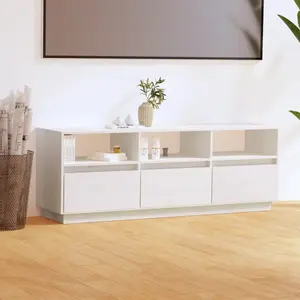 Comparateur de prix : vidaXL Meuble TV Blanc 140x37x50 cm Bois de pin massif