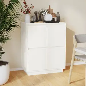vidaXL Buffet Blanc 60x34x75 cm Bois massif de pin pas cher