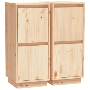 vidaXL Buffets 2 pcs 31,5x34x75 cm Bois massif de pin pas cher