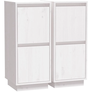 vidaXL Buffets 2 pcs Blanc 31,5x34x75 cm Bois massif de pin pas cher