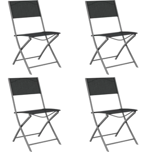 vidaXL Chaises d'extérieur pliables 4 pcs Noir Acier et textilène pas cher