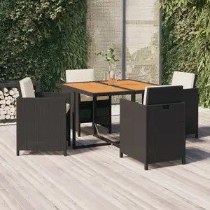 vidaXL Mobilier à dîner de jardin et coussins 5pcs Résine tressée Noir pas cher