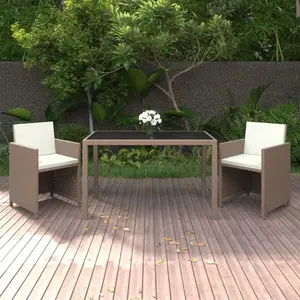 vidaXL Ensemble à manger de jardin et coussins 3 pcs Poly rotin Beige pas cher