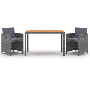 vidaXL Ensemble à manger de jardin coussins 3pcs Résine tressée Gris pas cher