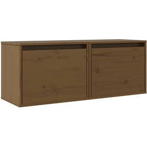 vidaXL Armoires murales 2pcs Marron miel 45x30x35cm Bois de pin massif pas cher