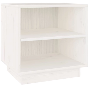 vidaXL Table de chevet Blanc 40x34x40 cm Bois de pin solide pas cher