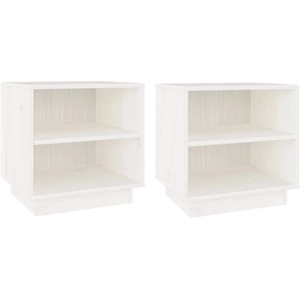 vidaXL Tables de chevet 2 pcs Blanc 40x34x40 cm Bois de pin solide pas cher