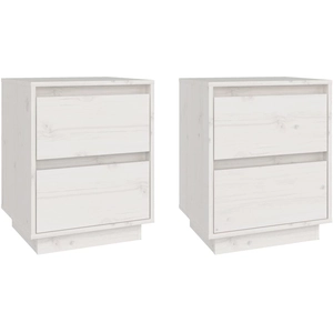 vidaXL Tables de chevet 2 pcs Blanc 40x35x50 cm Bois de pin solide pas cher