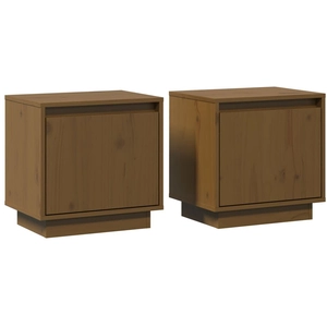 vidaXL Tables de chevet 2pcs Marron miel 40x30x40cm Bois de pin solide pas cher