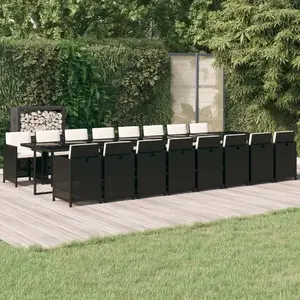 vidaXL Ensemble à manger de jardin 17 pcs coussins noir résine tressée