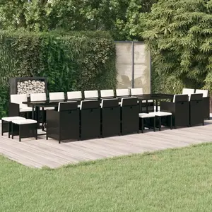 vidaXL Ensemble à manger de jardin 21pcs coussins noir résine tressée