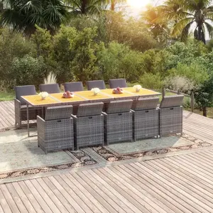 vidaXL Ensemble à manger de jardin coussins 11 pcs Résine tressée Gris pas cher