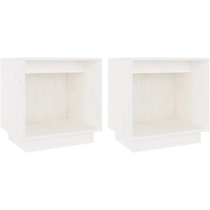 vidaXL Tables de chevet 2 pcs Blanc 40x30x40 cm Bois de pin solide pas cher