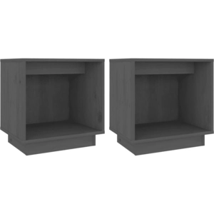 vidaXL Tables de chevet 2 pcs Gris 40x30x40 cm Bois de pin solide pas cher