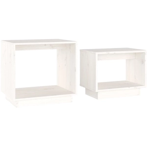 vidaXL Tables basses gigognes 2 pcs Blanc Bois de pin massif pas cher