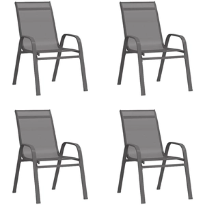 vidaXL Chaises empilables de jardin 4 pcs Gris Tissu textilène pas cher