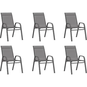 vidaXL Chaises empilables de jardin 6 pcs Gris Tissu textilène pas cher