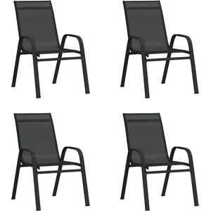 vidaXL Chaises empilables de jardin 4 pcs Noir Tissu textilène pas cher