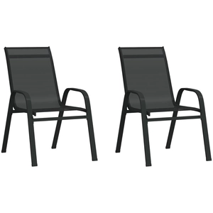 vidaXL Chaises empilables de jardin 2 pcs Noir Tissu textilène pas cher