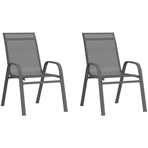 vidaXL Chaises empilables de jardin 2 pcs Gris Tissu textilène