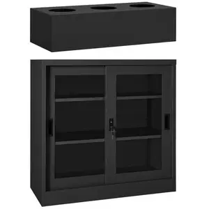 vidaXL Armoire à portes coulissantes avec jardinière Anthracite Acier pas cher