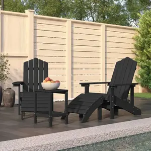 vidaXL Chaises de jardin Adirondack repose-pied table PEHD Anthracite pas cher