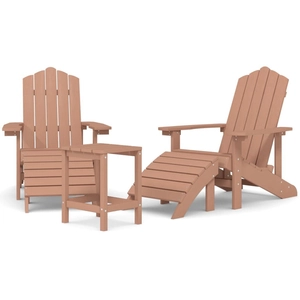 vidaXL Chaises de jardin Adirondack repose-pied et table PEHD Marron pas cher
