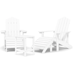 vidaXL Chaises de jardin Adirondack repose-pied table PEHD Blanc pas cher