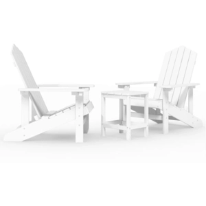 vidaXL Chaises de jardin Adirondack avec table PEHD Blanc pas cher